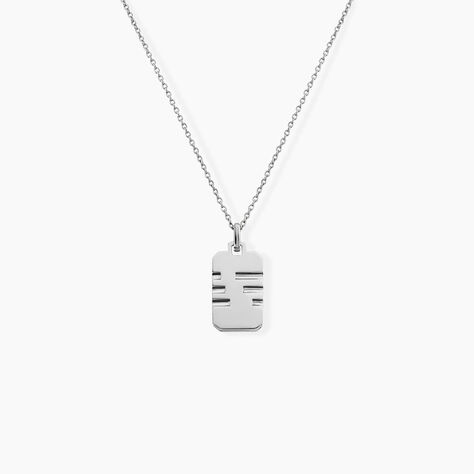 Collier Geoffroi Argent Blanc - F&ecirc;te des p&egrave;res Homme | Histoire d&rsquo;Or