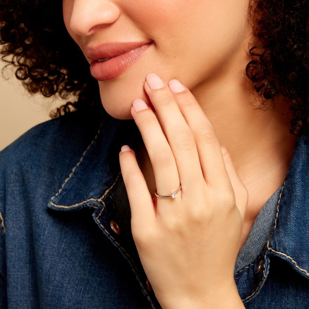 Bague Solitaire Athena Or Blanc Diamant - Bagues solitaires Femme | Histoire d’Or