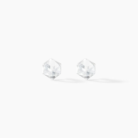 Boucles D'oreilles Puces Bridie Argent Blanc Pierre De Synthese - Boucles d'oreilles fantaisie Femme | Histoire d&rsquo;Or