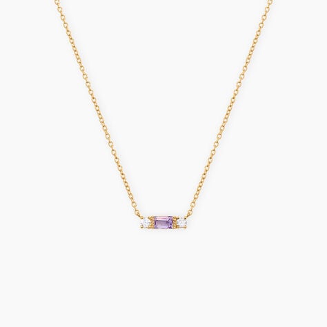 Collier Joaneder Argent Dor&eacute; A L'Or 750/1000 Am&eacute;thyste Oxyde De Zirconium - Colliers pierre Femme | Histoire d&rsquo;Or