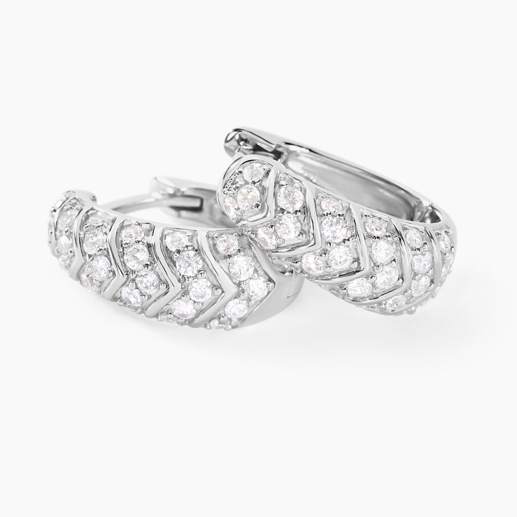 Créoles Tiwa Argent Blanc Oxyde De Zirconium - Boucles d'oreilles créoles Femme | Histoire d’Or