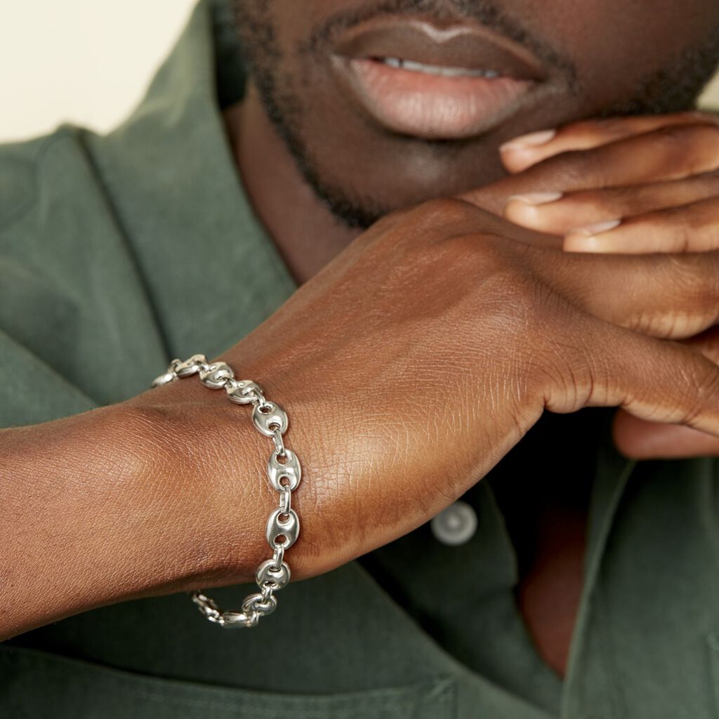 Bracelet Argent Blanc - Bracelets chaîne Homme | Histoire d’Or