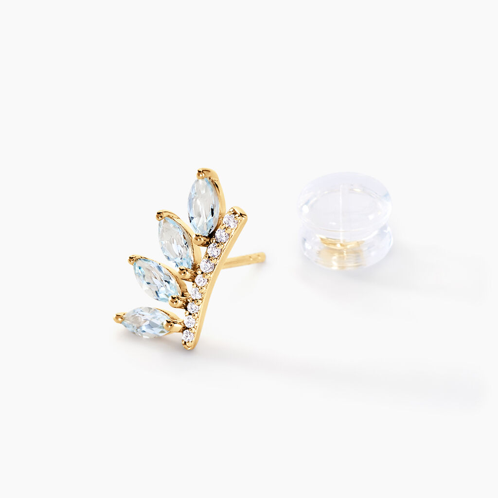 Boucles D'oreilles Puces Tiara Or Jaune Topaze Oxyde De Zirconium - Clous d'oreilles Femme | Histoire d’Or