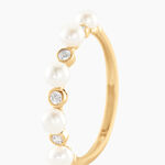 Bague Tiny Pearls Or Jaune Perle De Culture Oxyde De Zirconium - Bagues avec pierre Femme | Histoire d&rsquo;Or