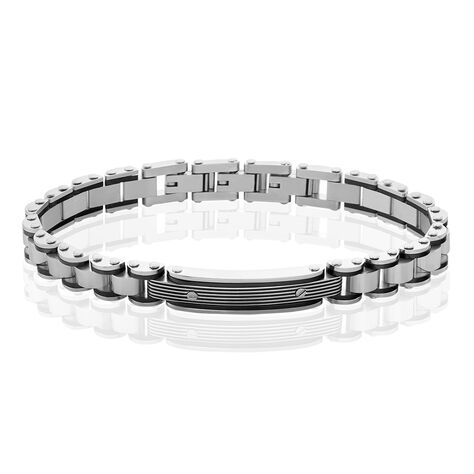 Bracelet Identite Acier Blanc Et Noir Blas - Bracelets Homme | Histoire d’Or