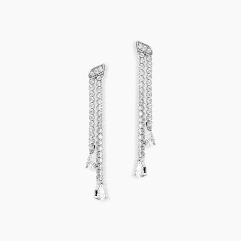 Boucles D'oreilles Pendantes Isalis Argent Blanc Oxyde De Zirconium - Boucles d'oreilles fantaisie Femme | Histoire d&rsquo;Or