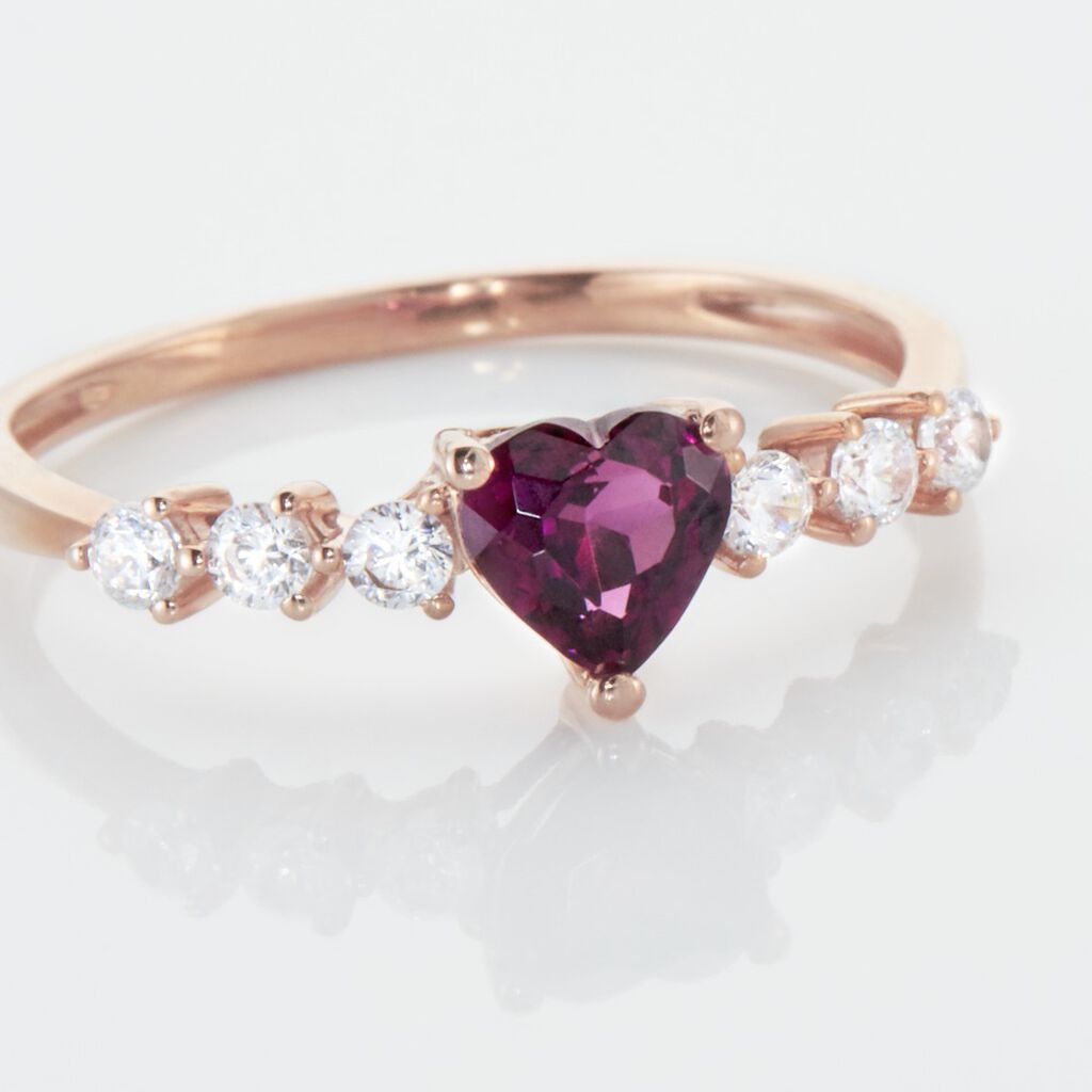 Bague Solitaire Accompagné Or Rose Samanta Rhodolite - Bagues solitaires Femme | Histoire d’Or