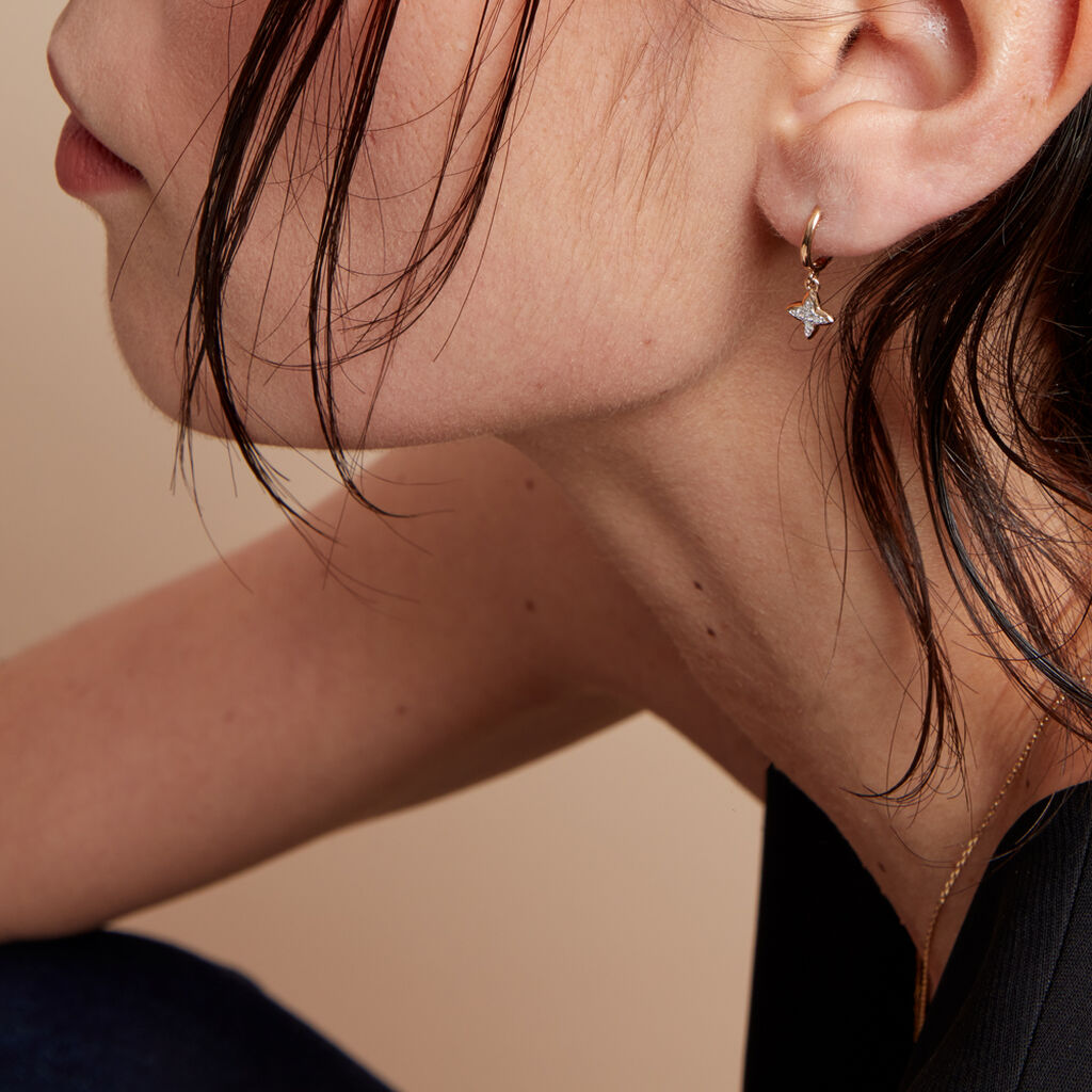 Créoles Delicatesse Or Jaune Diamant - Boucles d'oreilles créoles Femme | Histoire d’Or