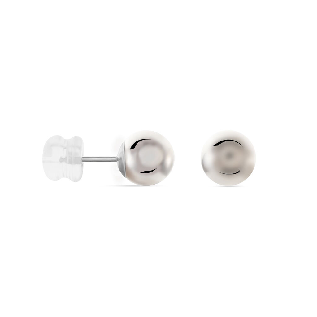 Boucles D'oreilles Puces Fidelia Boule Or Blanc - Clous d'oreilles Femme | Histoire d’Or