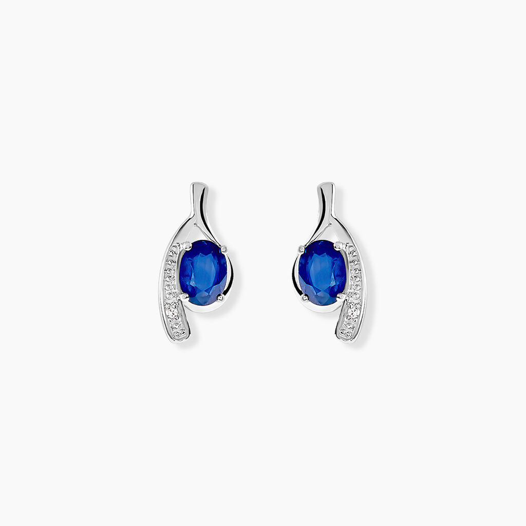 Bijoux D'oreilles Emotion Or Blanc Saphir Diamant - Clous d'oreilles Femme | Histoire d&rsquo;Or