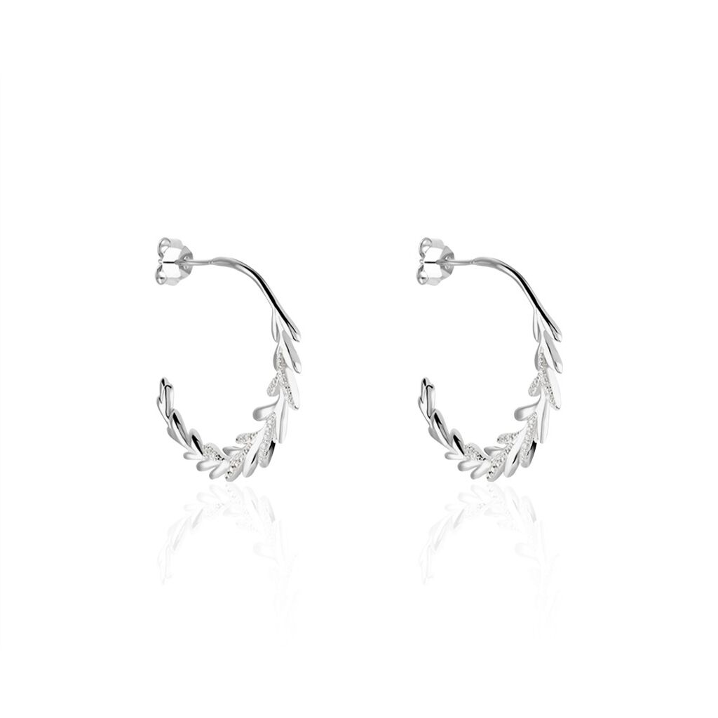 Cr&eacute;oles Andeol Rondes Argent Blanc Oxyde De Zirconium - Boucles d'oreilles cr&eacute;oles Femme | Histoire d&rsquo;Or
