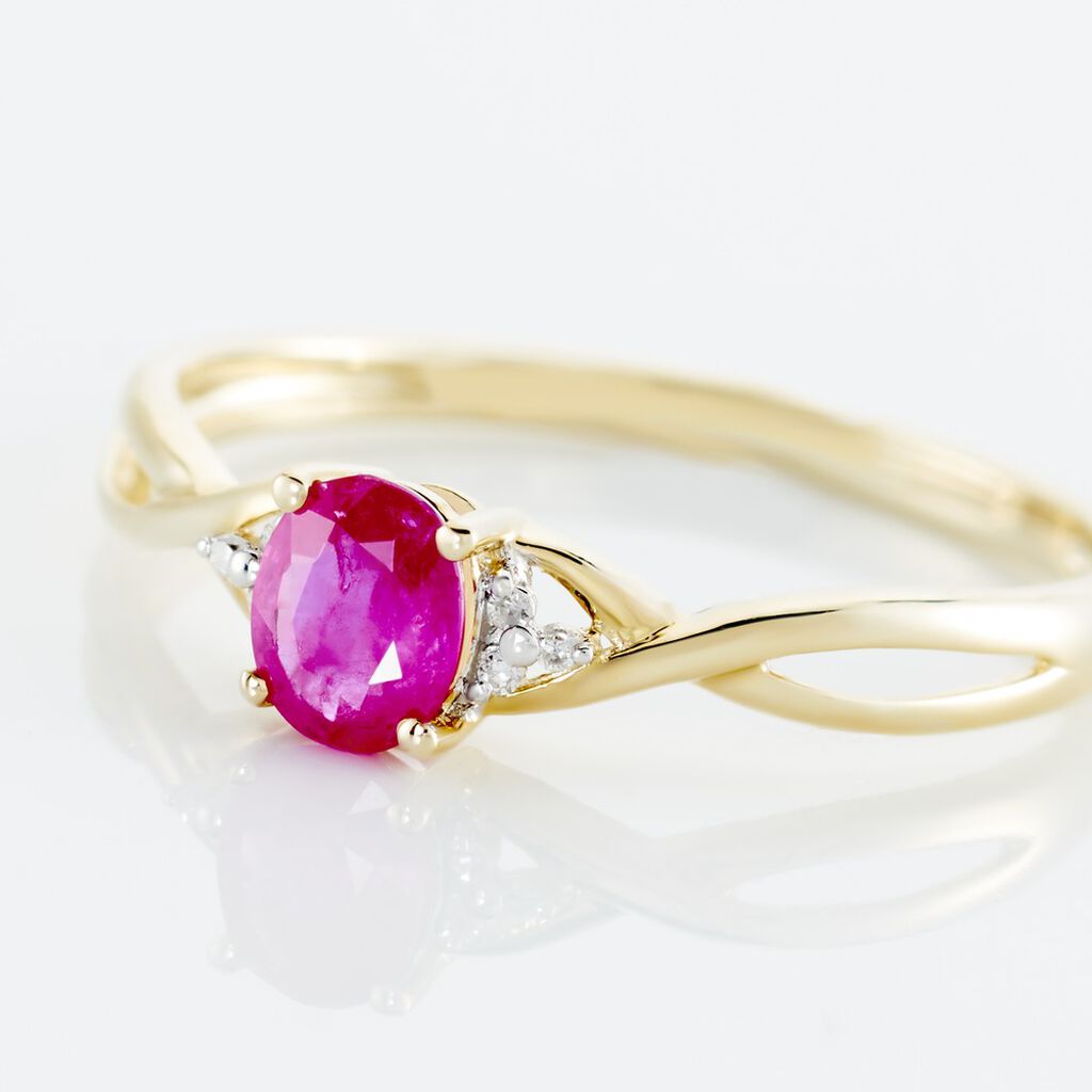 Bague Or Jaune Cassie Rubis Diamants - Bagues solitaires Femme | Histoire d’Or