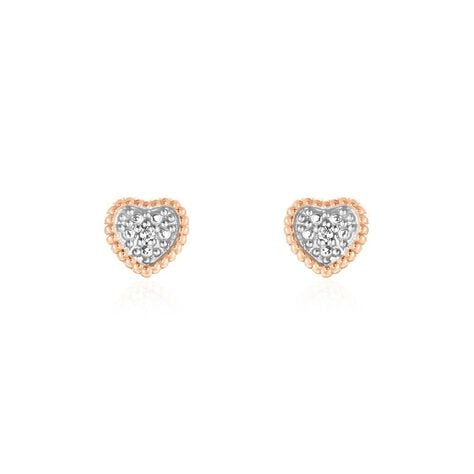 Boucles D'oreilles Puces Mon 1er Diamant Or Rose Diamant - Clous d'oreilles Femme | Histoire d’Or
