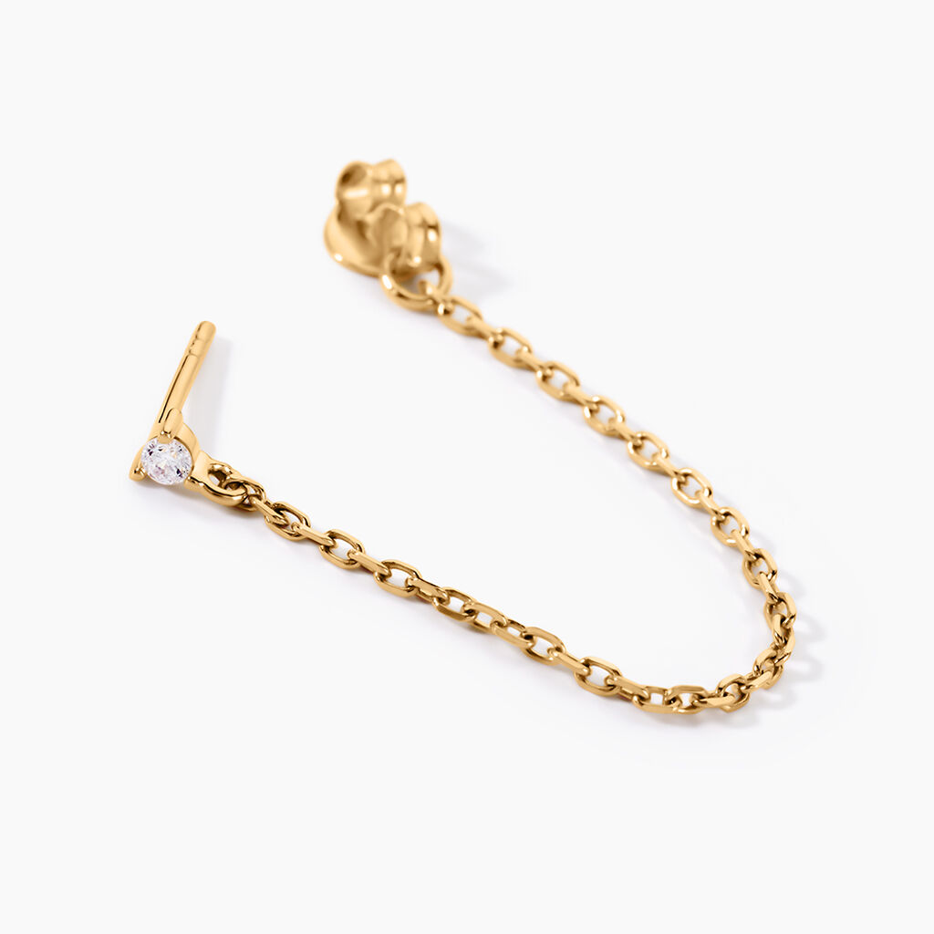 Boucles D'oreilles Pendantes Plaqu&eacute; Or Lienard Oxydes De Zirconium - Boucles d'oreilles fantaisie Femme | Histoire d&rsquo;Or