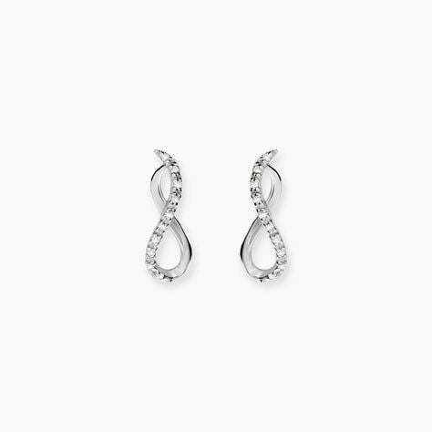 Boucles D'oreilles Puces Samy Or Blanc Diamant - Boucles d'oreilles pierres pr&eacute;cieuses Femme | Histoire d&rsquo;Or