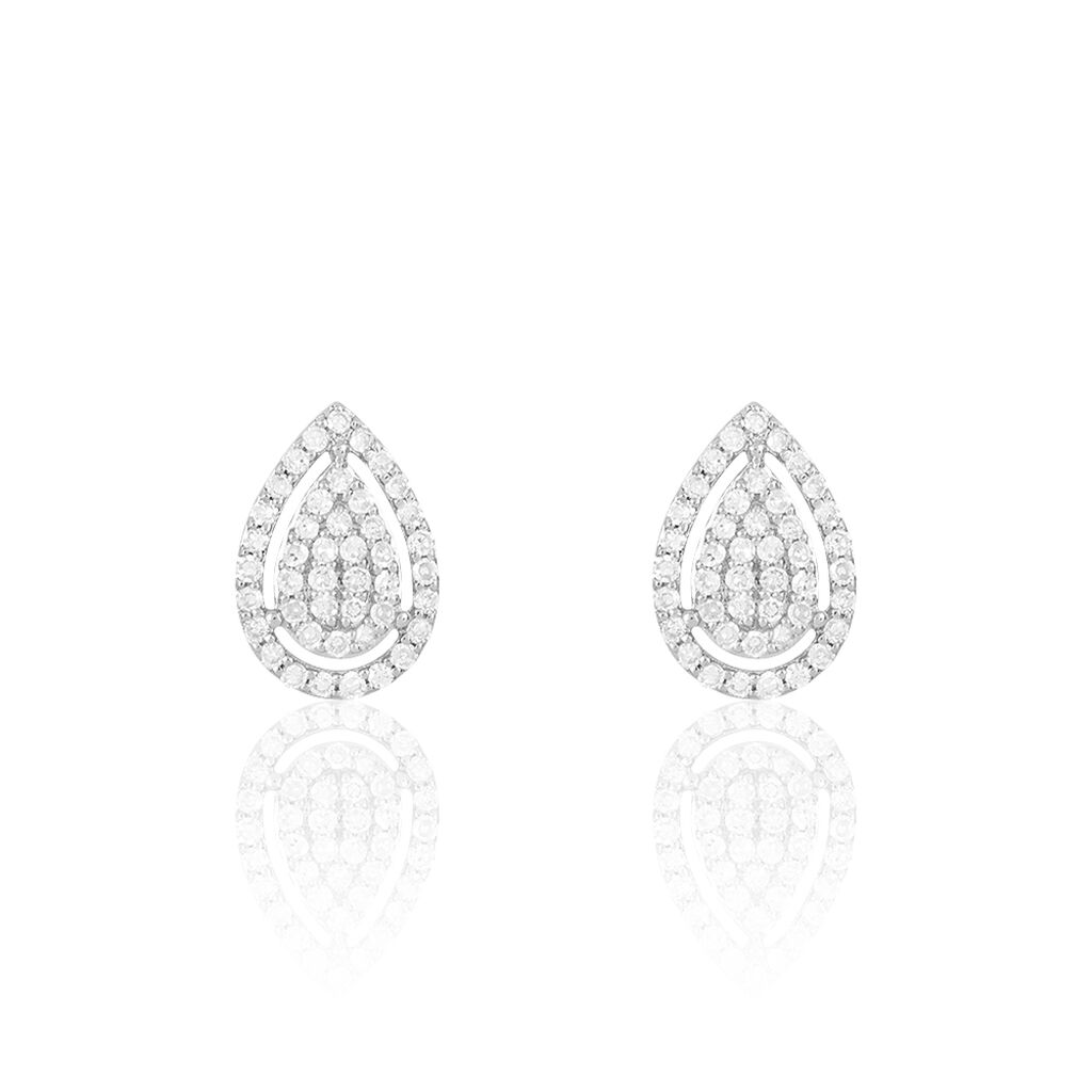 Boucles D'oreilles Puces Izia Or Blanc Diamant - Clous d'oreilles Femme | Histoire d&rsquo;Or