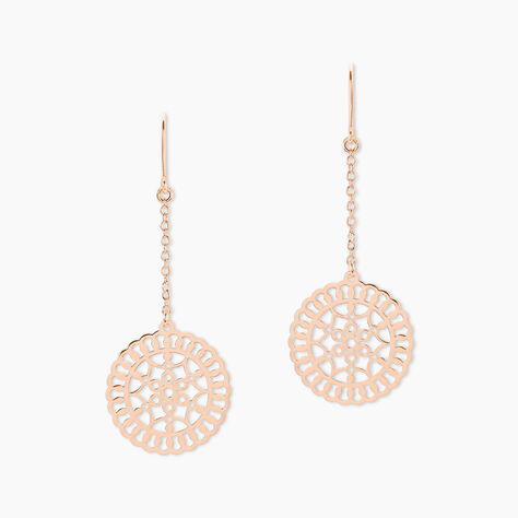 Boucles D'oreilles Pendantes Rotonda Argent Rose - Boucles d'oreilles fantaisie Femme | Histoire d’Or