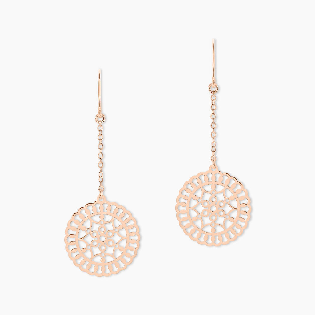Boucles D'oreilles Pendantes Rotonda Argent Rose - Boucles d'oreilles fantaisie Femme | Histoire d’Or