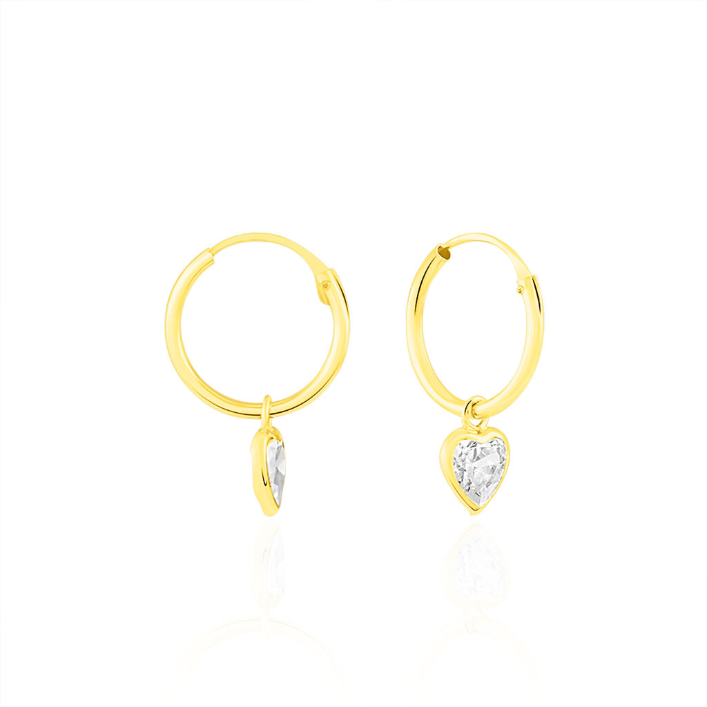 Créoles Chayma Or Jaune Oxyde De Zirconium - Boucles d'Oreilles Coeur Femme | Histoire d’Or