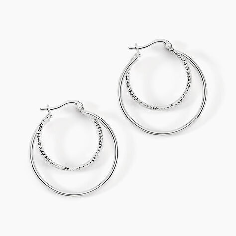 Créoles Argent Blanc Marjorie - Boucles d'oreilles créoles Femme | Histoire d’Or