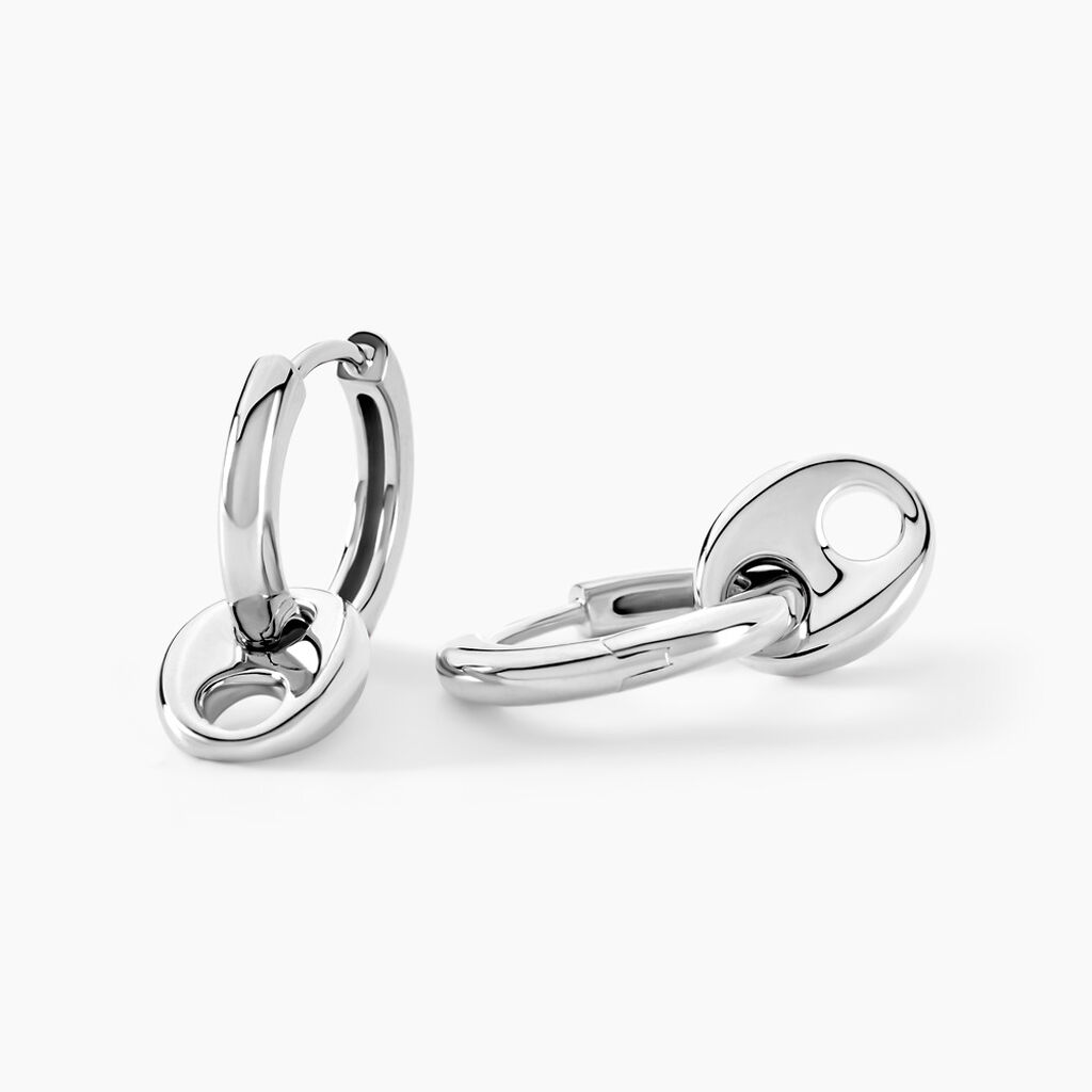 Créoles Viana Argent Blanc - Boucles d'oreilles créoles Femme | Histoire d’Or