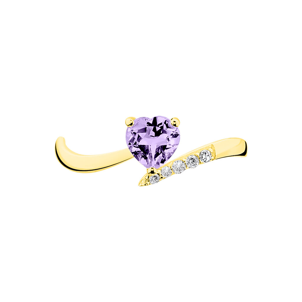 Bague Eva Or Jaune Amethyste Et Diamant - Bagues solitaires Femme | Histoire d’Or
