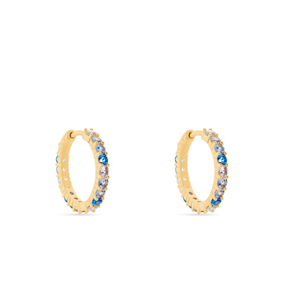 Cr&eacute;oles Zoelia Rondes Plaqu&eacute; Or Jaune Pi&egrave;rres De Synth&egrave;se - Boucles d'oreilles cr&eacute;oles Femme | Histoire d&rsquo;Or