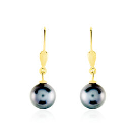 Boucles D'oreilles Puces Baroque Dormeuse Or Jaune Perle De Tahiti - Boucles d'oreilles pendantes Femme | Histoire d’Or