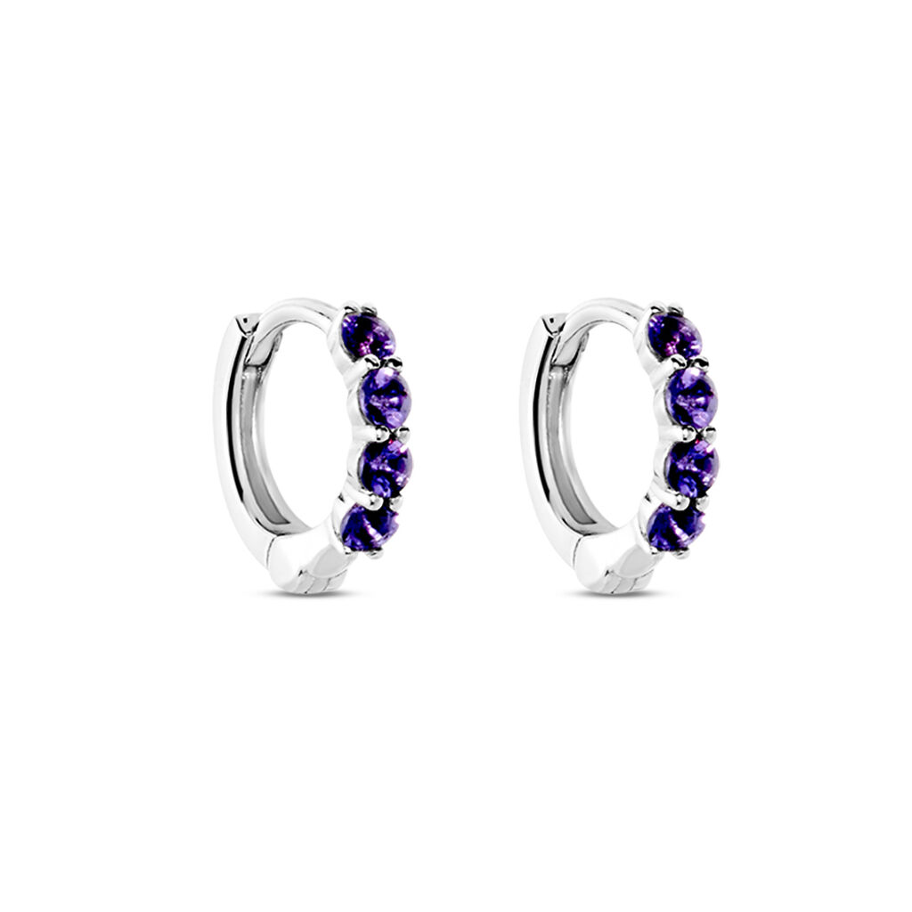 Créoles Leatrice Or Blanc Amethyste Violet - Boucles d'oreilles créoles Femme | Histoire d’Or
