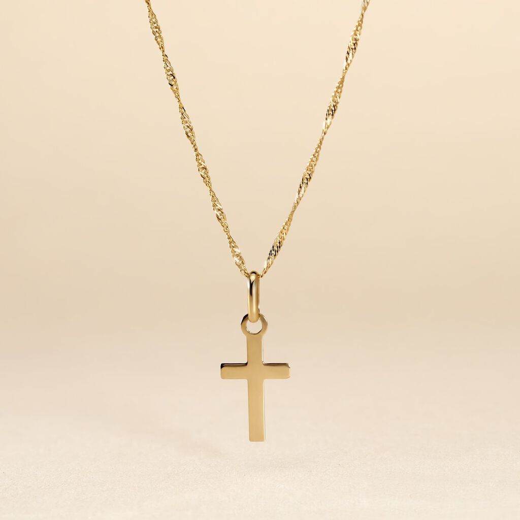 Pendentif Alyssa Croix Or Jaune - Pendentifs Baptême Unisex | Histoire d’Or