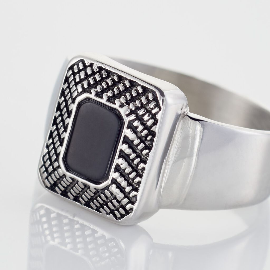 Bague Acier Vieillie Antonny Agate - Bagues avec pierre Homme | Histoire d’Or