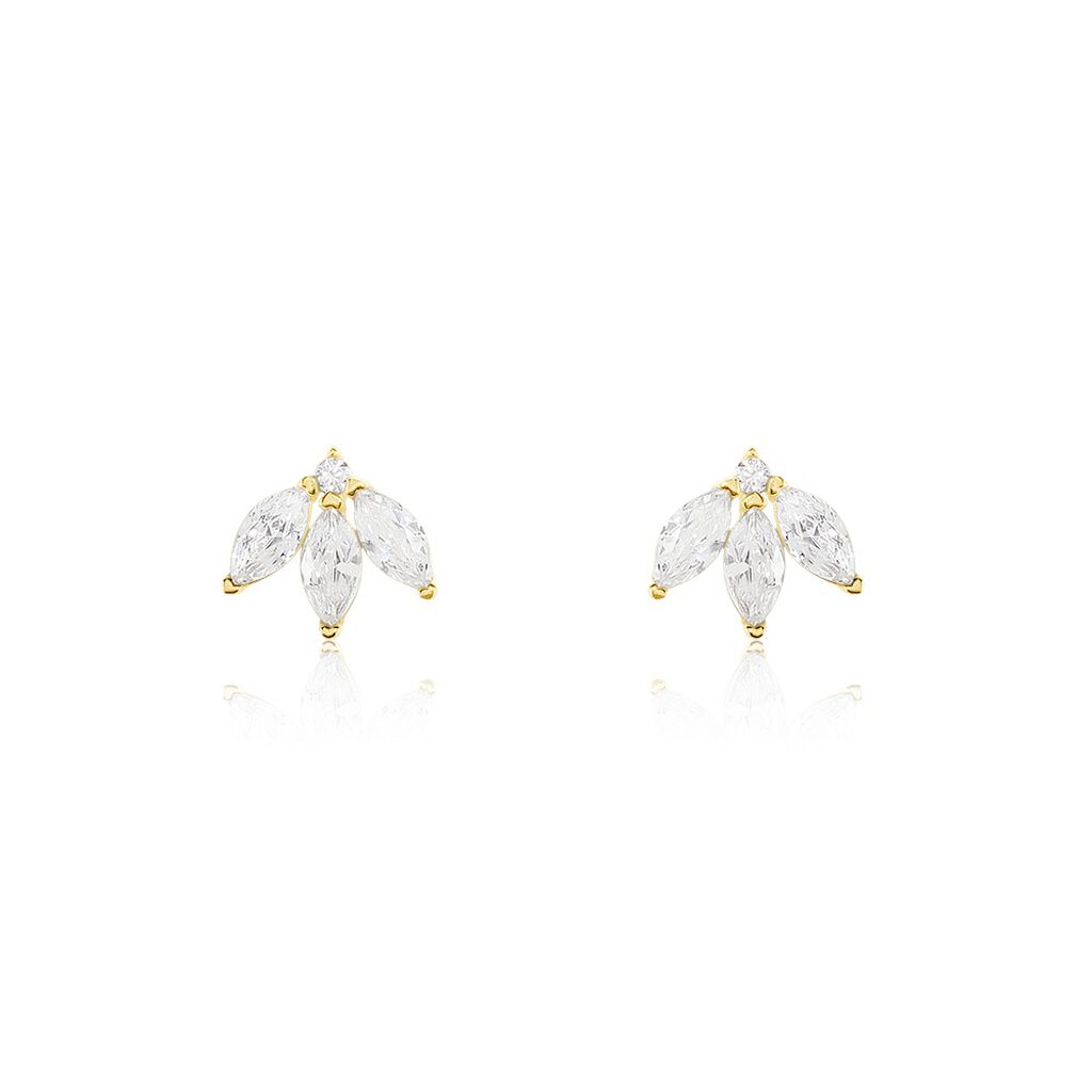 Boucles D'oreilles Puces Margret Or Jaune Oxyde De Zirconium - Clous d'oreilles Femme | Histoire d’Or