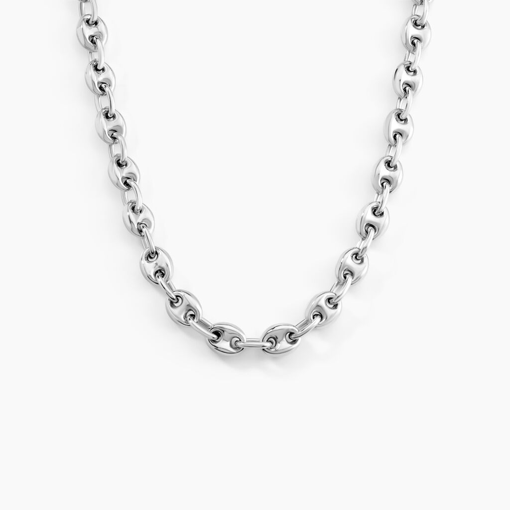 Collier Carrus Maille Grain De Cafe Argent Blanc - Chaines Homme | Histoire d’Or