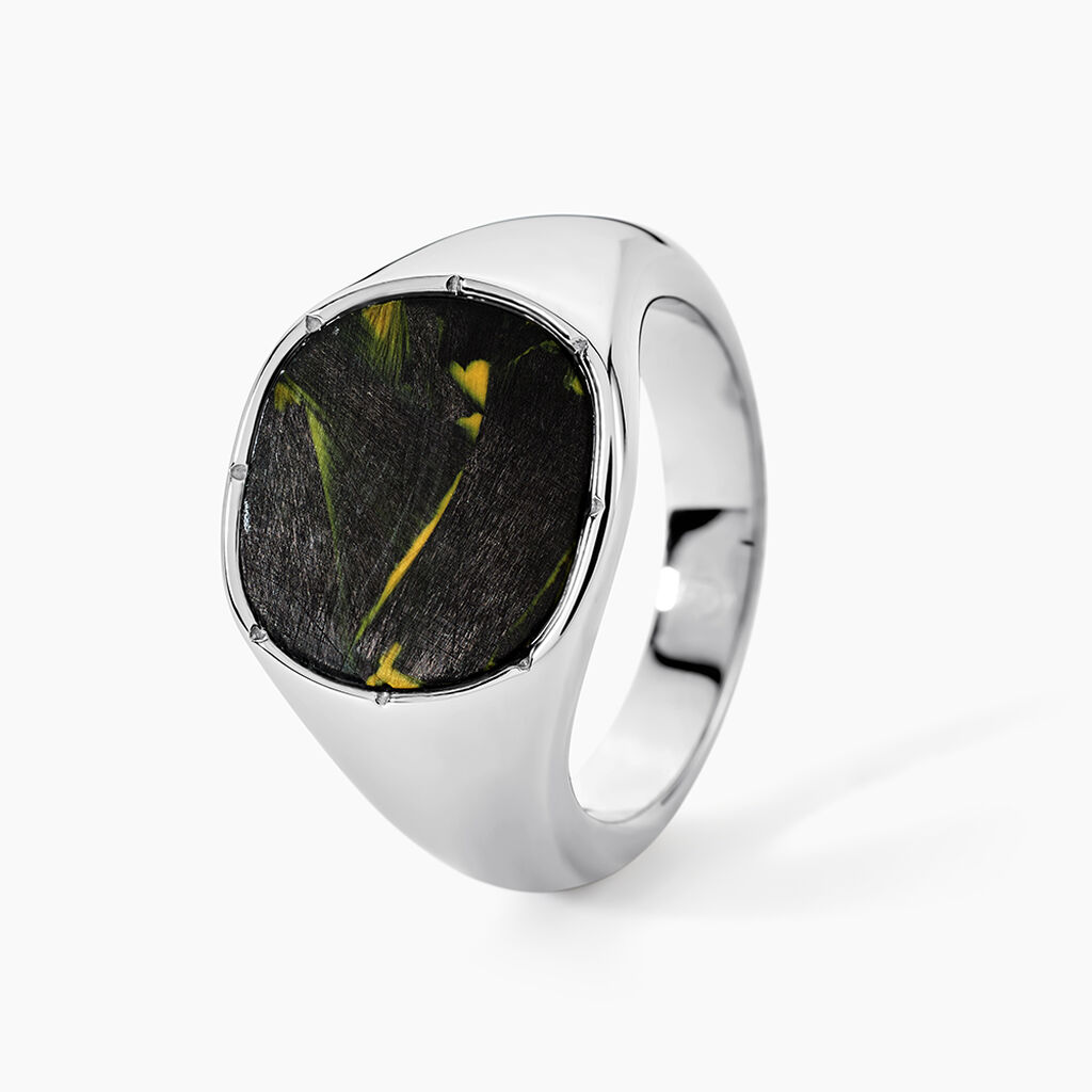 Chevalière Jourdan Edom Acier Argenté - Chevalières Homme | Histoire d’Or