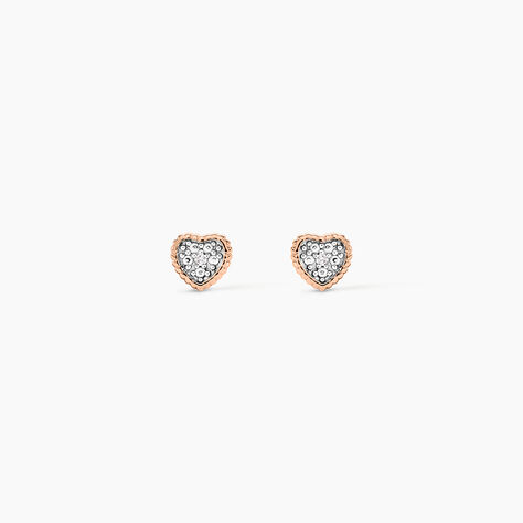 Boucles D'oreilles Puces Mon Premier Diamant Or Rose - Clous d'oreilles Femme | Histoire d&rsquo;Or