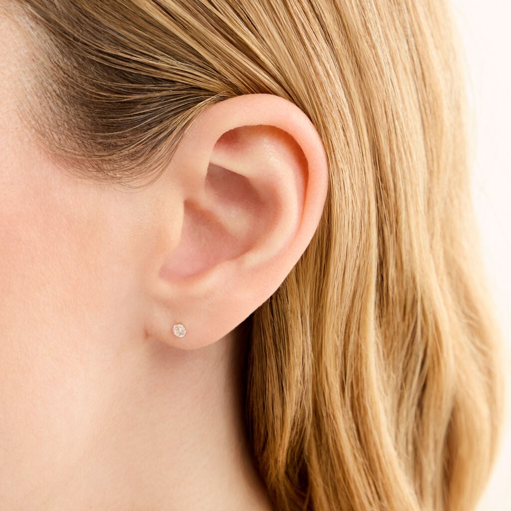 Boucles D'oreilles Puces Eddie Or Jaune Oxyde De Zirconium - Boucles d'oreilles empierr&eacute;es Femme | Histoire d&rsquo;Or
