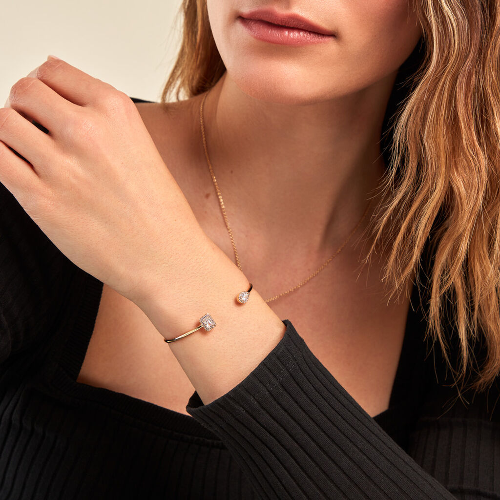Bracelet Jonc Shiny Drops Plaqué Or Doré Oxyde De Zirconium - Bracelets joncs Femme | Histoire d’Or