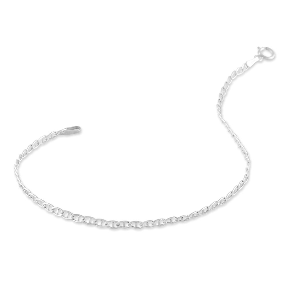 Bracelet Capucin Or Blanc Maille Marine Plate - Bracelets chaîne Femme | Histoire d’Or