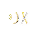 Cr&eacute;oles Bleona Croisees Or Jaune Strass - Boucles d'oreilles cr&eacute;oles Femme | Histoire d&rsquo;Or