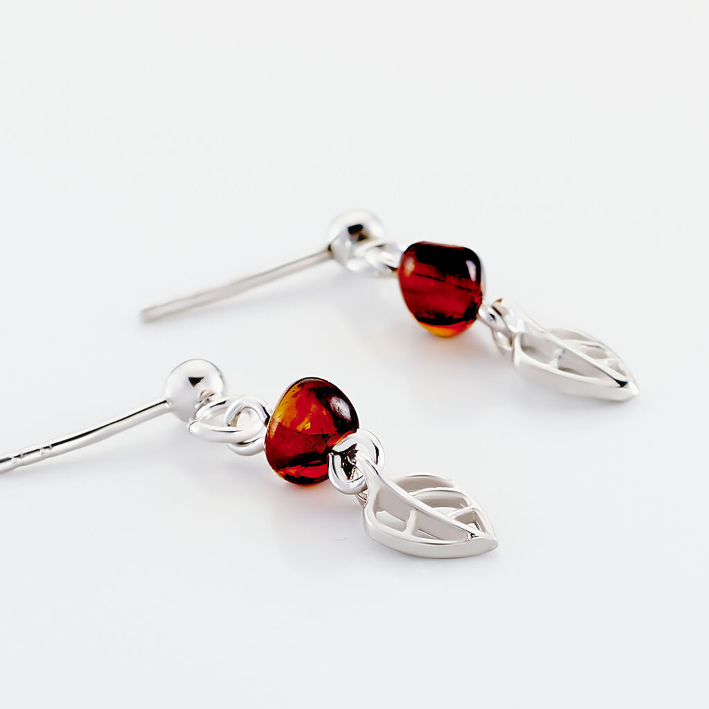 Boucles D'oreilles Pendantes Nolana Argent Blanc Ambre - Boucles d'oreilles fantaisie Femme | Histoire d’Or
