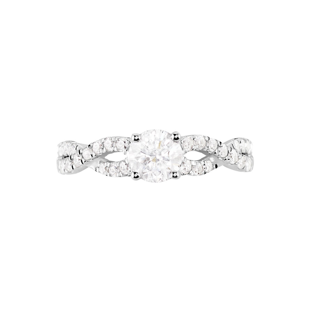 Bague Solitaire Or Blanc Nerida Diamants Synth&eacute;tiques - Bagues solitaires Femme | Histoire d&rsquo;Or