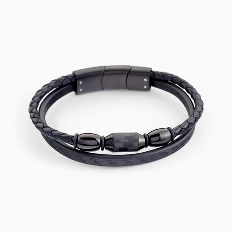 Bracelet Cuir De Vache Noir Onyx - Bracelets Cuir Homme | Histoire d&rsquo;Or
