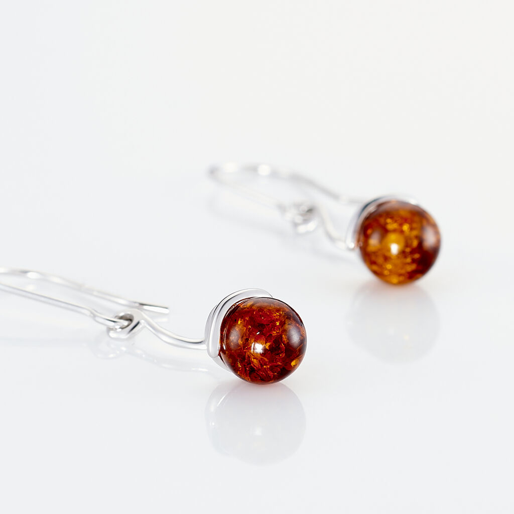 Boucles D'oreilles Pendantes Mariangeae Argent Blanc Ambre - Boucles d'oreilles fantaisie Femme | Histoire d’Or