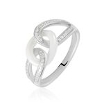 Bague Link Argent Blanc C&eacute;ramique Et Oxyde De Zirconium - Bagues avec pierre Femme | Histoire d&rsquo;Or