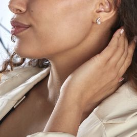 Boucles D'oreilles Angel Or Blanc Perle De Culture Oxyde Oxyde - Clous d'oreilles Femme | Histoire d’Or