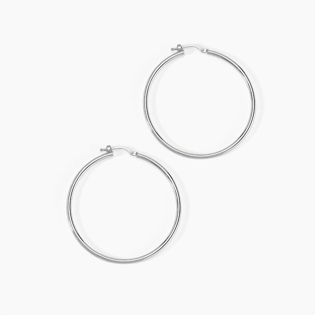 Créoles Or Blanc Rond - Boucles d'oreilles créoles Femme | Histoire d’Or