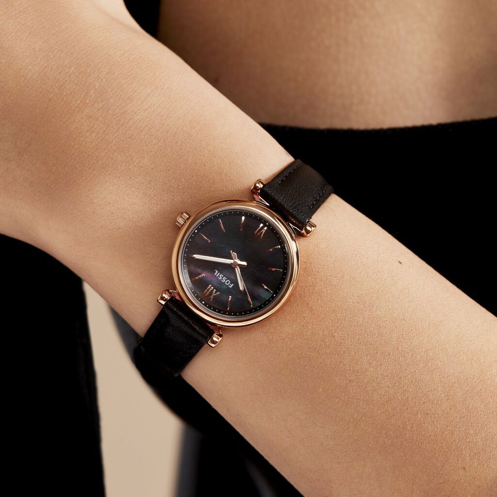 Montre Fossil Carlie Mini Nacre Noire - Montres Femme | Histoire d’Or