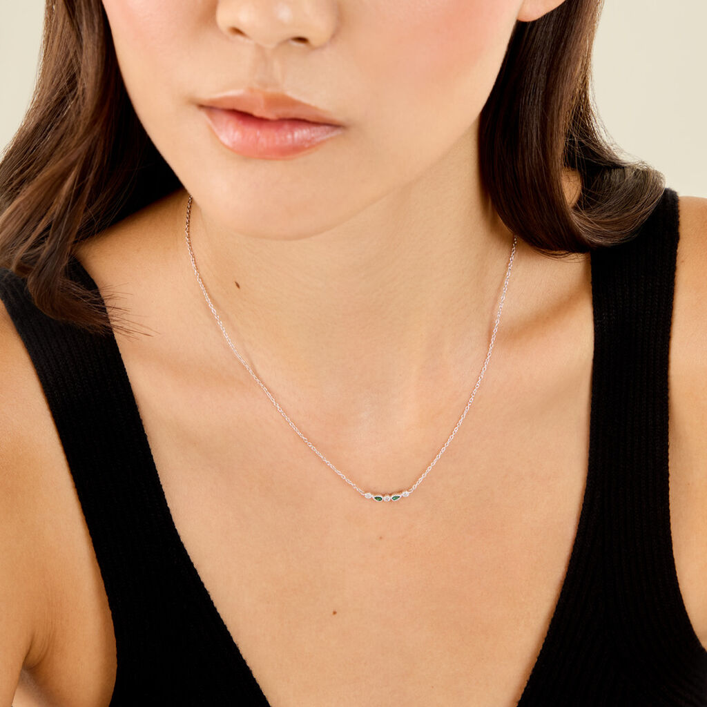 Collier Eva Argent Blanc Oxyde De Zirconium - Colliers fantaisie Femme | Histoire d&rsquo;Or