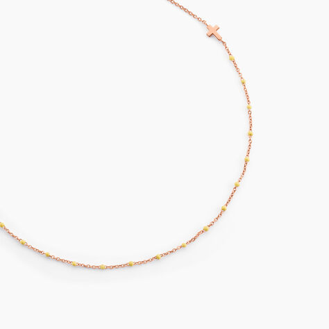 Collier Mimosa Argent Rose - Colliers Croix Femme | Histoire d’Or