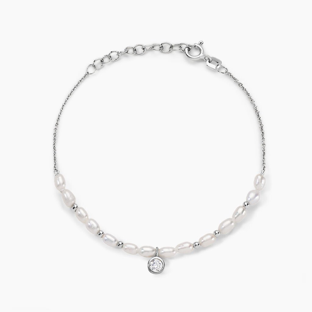 Bracelet Perlissima Argent Blanc Oxyde Et Perle De Culture - Bracelets Femme | Histoire d’Or